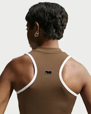 Naomi Osaka Women's Tight Mod-Cropped Tank Top Mosswood Brown/Black/White/Black [94% polyester/6% spandex, Machine wash, XS (0–2)-XXL (20–22)]