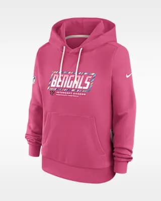 Cincinnati Bengals Crucial Catch Standard Issue Women's Nike Dri-FIT NFL Pullover Hoodie Pink [Pink, Hood with drawstring, Front pocket]