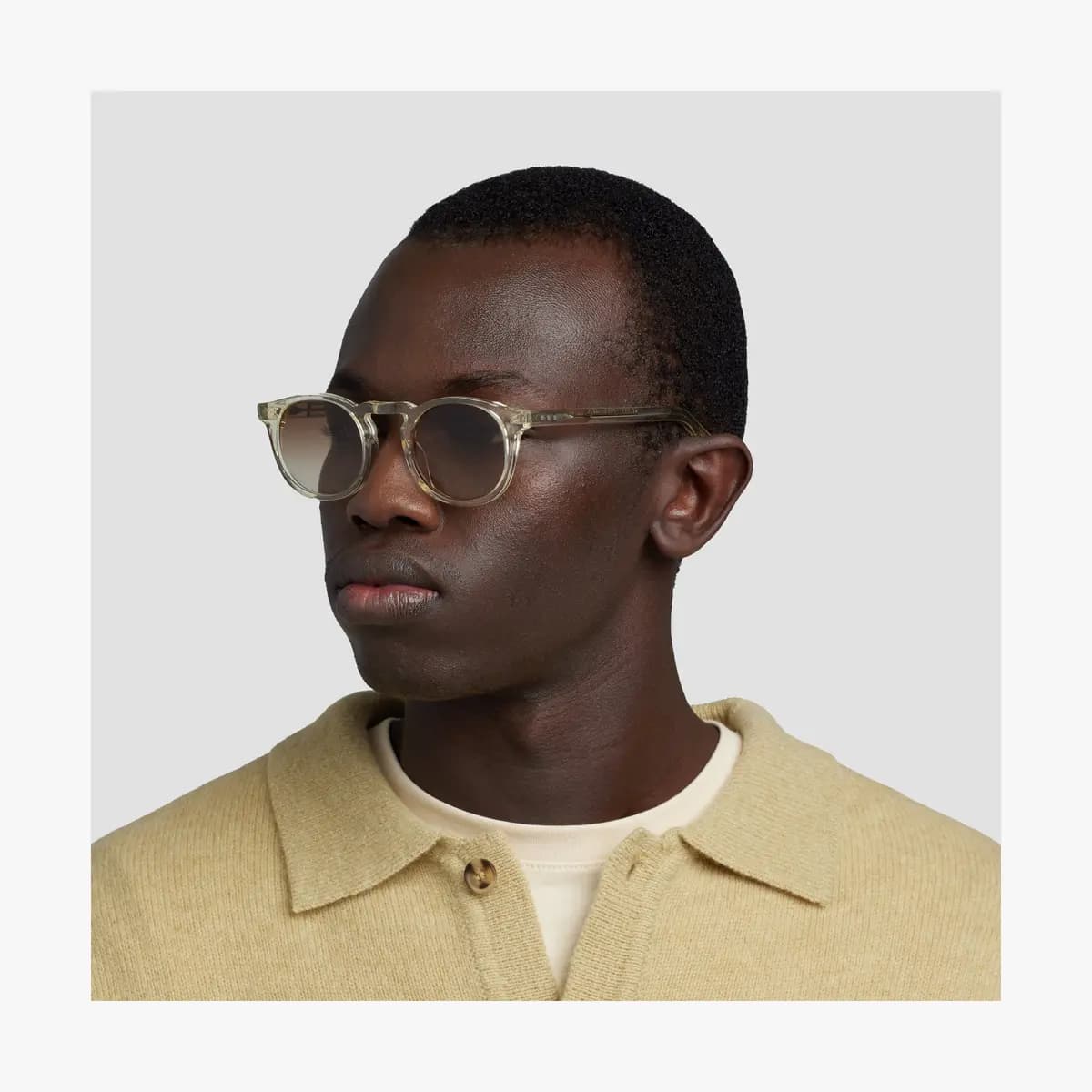Monos Atrium Sunglasses Crystal Champagne / Brown Gradient Lens [Premium Mazzucchelli cellulose acetate frames, Small – Medium, Lens colour]