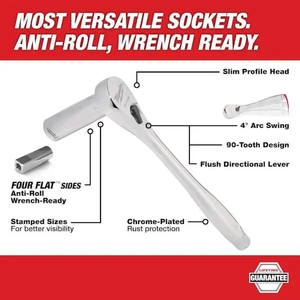 Milwaukee 3/8 in. Drive SAE/Metric Ratchet and Socket Mechanics Tool Set (56-Piece), 48-22-9008 [Carrier Type: Hard Shell Carrier, Features: Adapter(s) included,Extension(s) includ