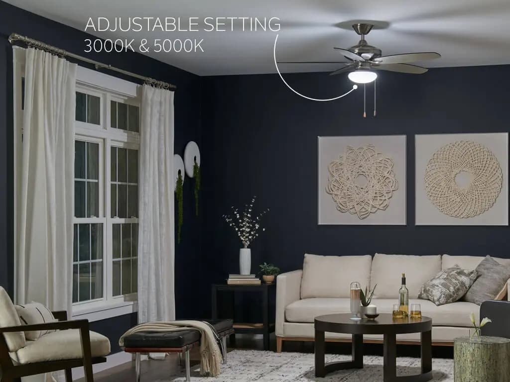 Kichler Fan Light Kit White (380941) [Attribute Selectable CCT, Attribute 2 Built-In Options, Attribute 3000K, 5000K]