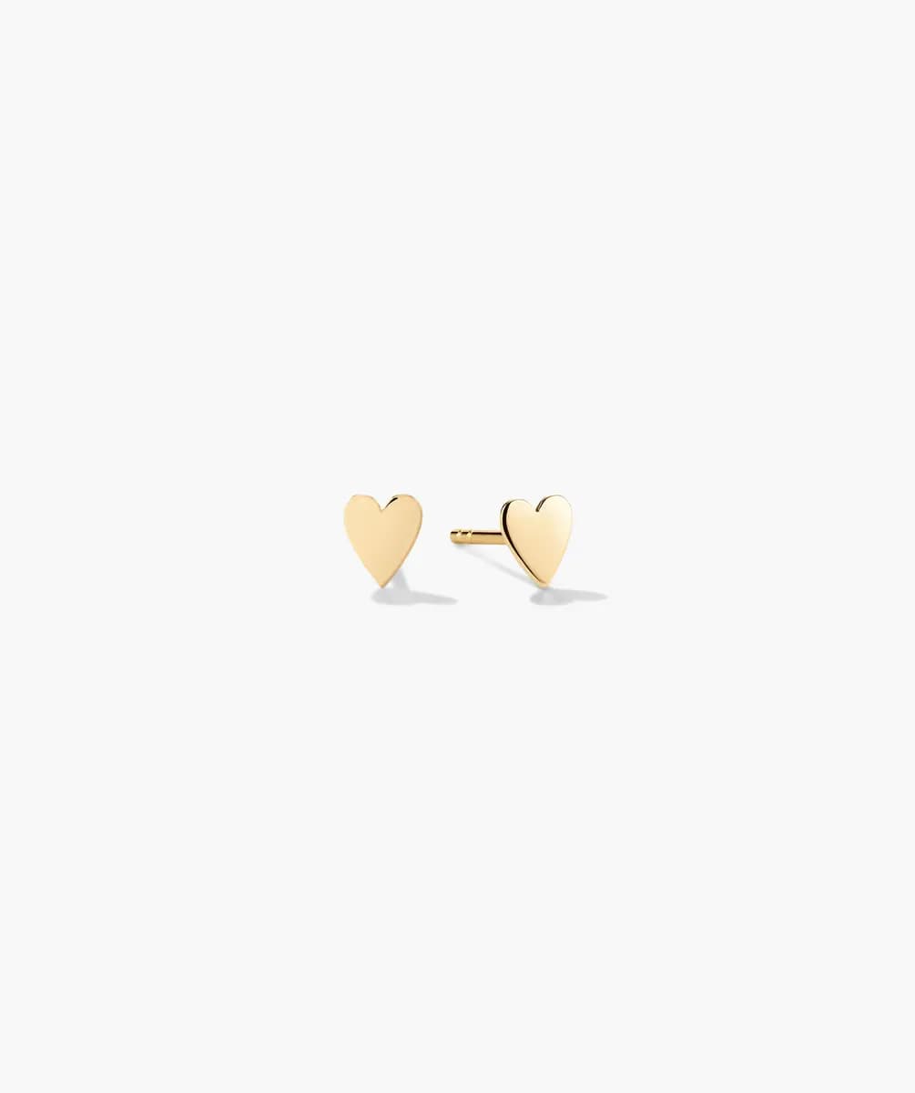 Mejuri Mini Heart Studs 10k Yellow Gold [10k Yellow Gold, Width: 4.1 mm, Polish with a soft cloth]