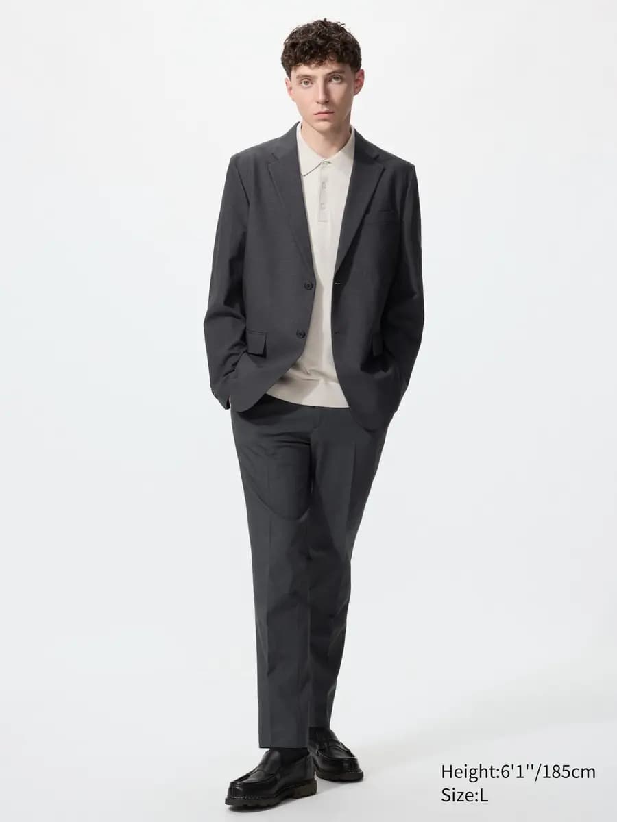 Uniqlo AirSense Blazer | Wool-Like Black [Shell: 100% Polyester/ Lining: 100% Polyester, Imported, Machine wash cold, gentle cycle, Dry clean]
