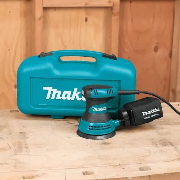 Makita 3 Amp Corded 5 in. Random Orbit Sander with Controlled Pad Speed and Dust Bag, BO5030K [Amperage (A): 3 A, Color Family: Blue, Cord Length (ft.): 8 ft]