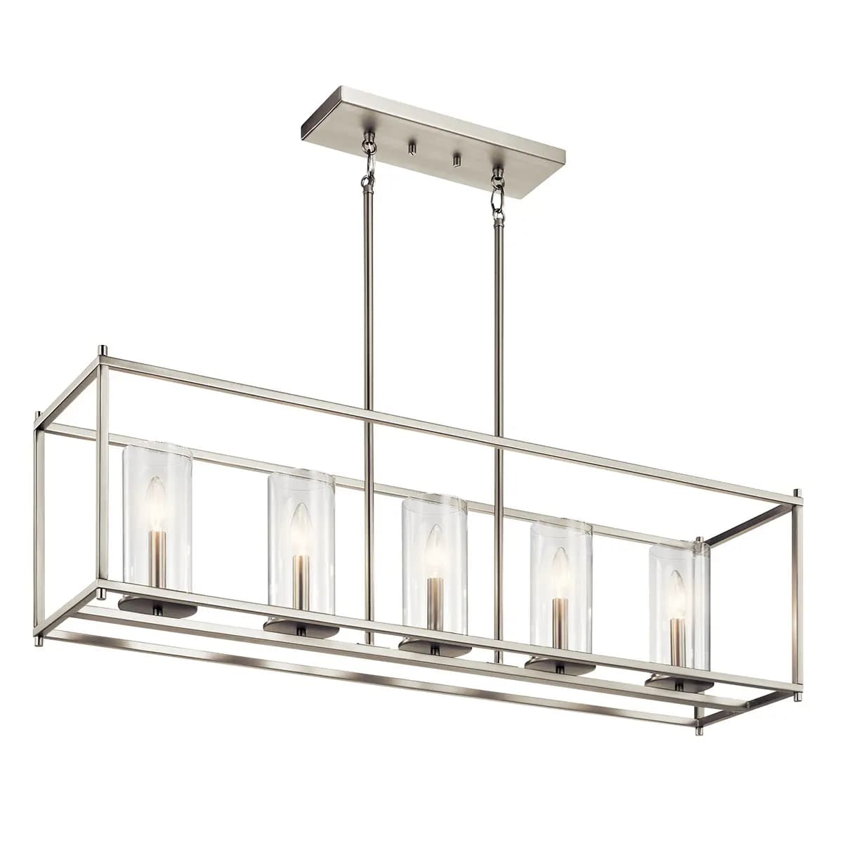 Kichler Crosby Chandelier Black (43995BK) [Attribute Linear, Attribute 5-Light, Attribute Clear Glass]
