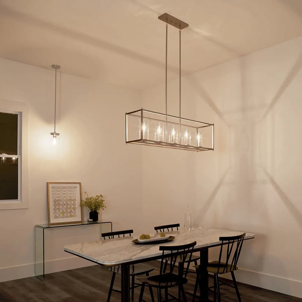 Kichler Crosby Chandelier Black (43995BK) [Attribute Linear, Attribute 5-Light, Attribute Clear Glass]