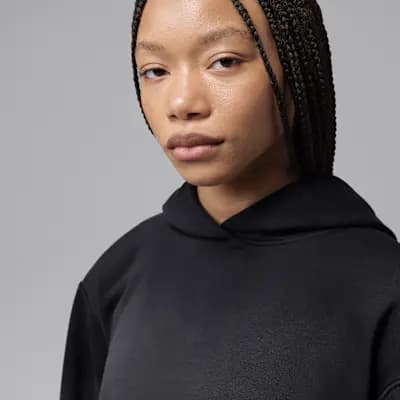 Jordan Flight Fleece Women's Mid Layer Cropped Hoodie Black/University Red [Black/University Red, Machine wash, Imported]