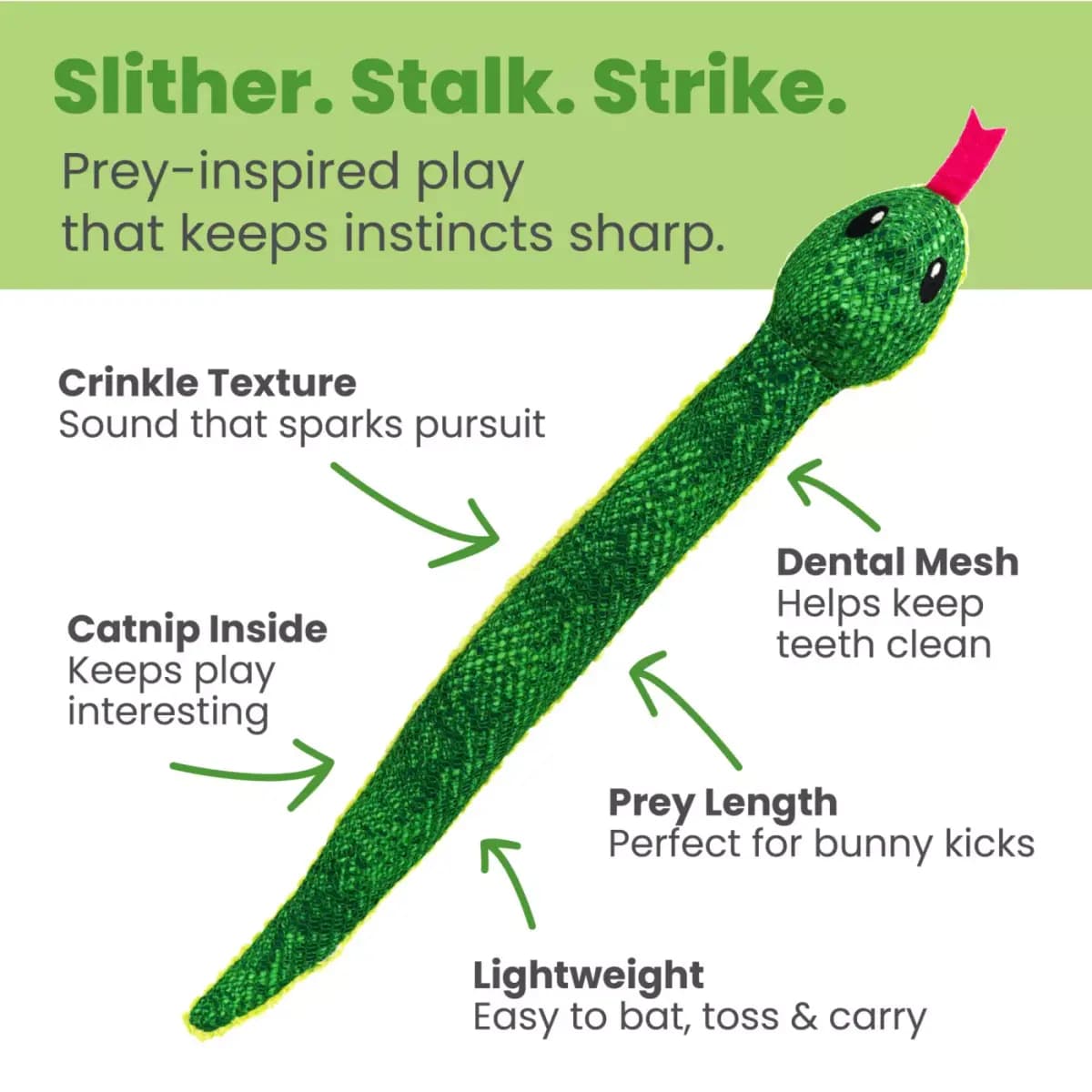 Catstages Snake Kicker Cat Toys [Description and Overview Awaken your cat's inner hunter with the, Product Brand & Name Catstages Kicker Constrictor Cat Toy wit, Features Prey-Insp