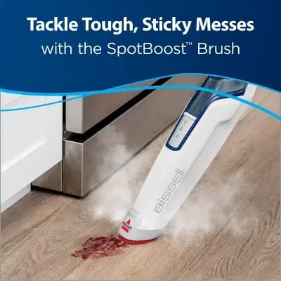 BISSELL PowerFresh Deluxe Steam Mop 1806 12" Cleaning Path Brite White/Sapphire Blue: Electric Floor Steamer, 1500W, 25ft Cord [1500 watts, 25 Feet, Electric]