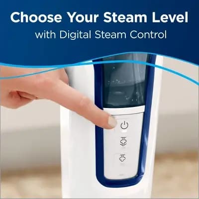 BISSELL PowerFresh Deluxe Steam Mop 1806 12" Cleaning Path Brite White/Sapphire Blue: Electric Floor Steamer, 1500W, 25ft Cord [1500 watts, 25 Feet, Electric]