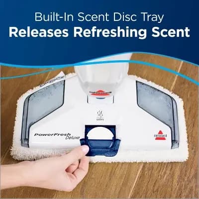 BISSELL PowerFresh Deluxe Steam Mop 1806 12" Cleaning Path Brite White/Sapphire Blue: Electric Floor Steamer, 1500W, 25ft Cord [1500 watts, 25 Feet, Electric]
