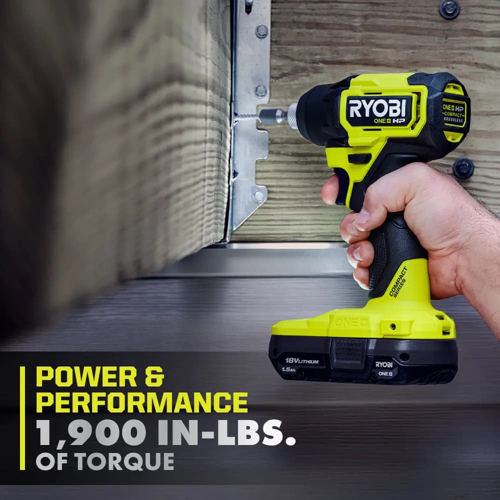 RYOBI 18V ONE+ HP Compact Brushless 2-Tool Combo Kit [Voltage 18V, Fuel Gauge Integrated LEDs, Capacity 1.5Ah]