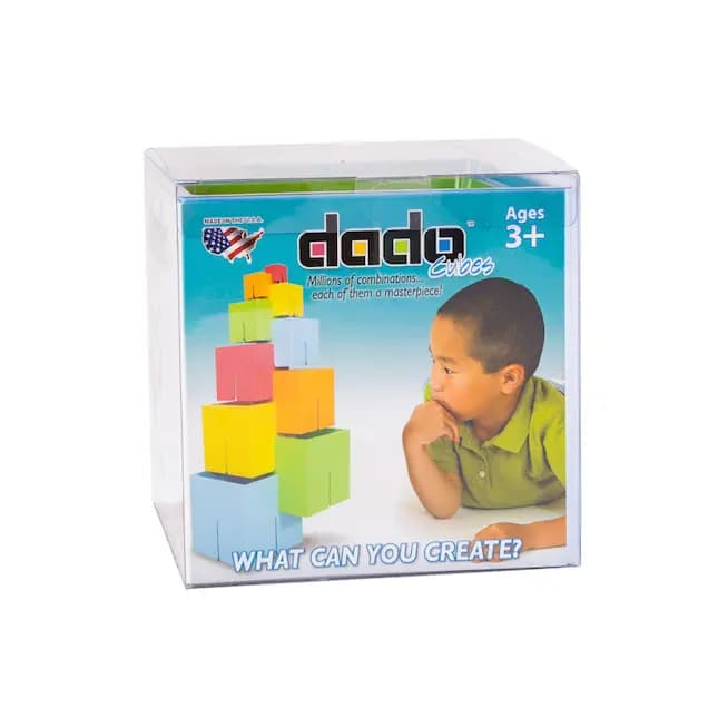 Fat Brain Toys Dado Cubes Slide-Together Building Cubes for Preschoolers Ages 3 and Up [Set of 10 cubes scaled from 1 to 5 inches that connect via slots along edges, Encourages fin