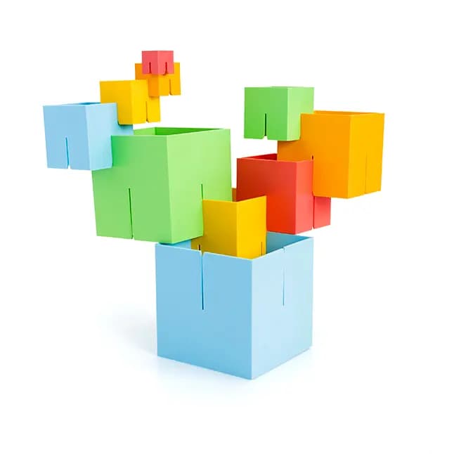 Fat Brain Toys Dado Cubes Slide-Together Building Cubes for Preschoolers Ages 3 and Up [Set of 10 cubes scaled from 1 to 5 inches that connect via slots along edges, Encourages fin