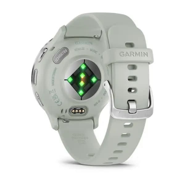 Garmin Venu 3S Silver Stainless Steel Bezel with Sage Gray Case and Silicone Band [AMOLED (optional always-on mode), Swim, 5 ATM, 1.2" (30.4 mm) diameter]