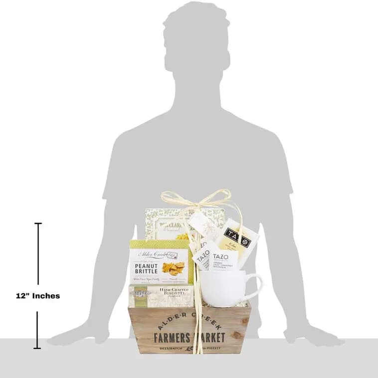 Serenity Tea Crate Gift Basket [12x6x11.5, Wood, Contains: Wheat, Milk, Eggs, Nuts, S, 734038081334]