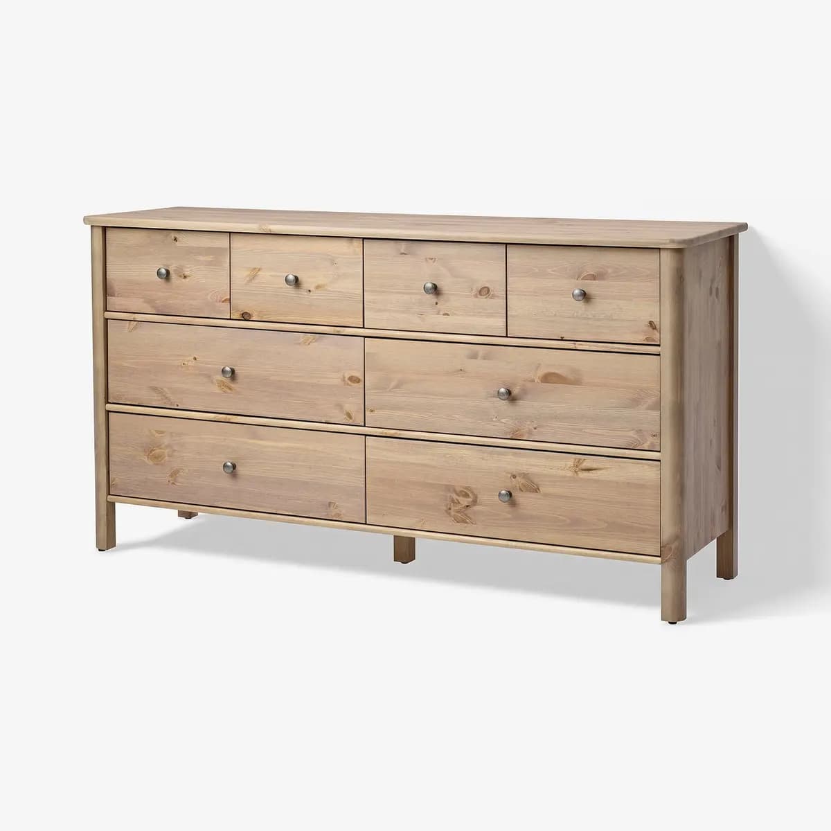 IKEA STOREMOLLA 8-drawer dresser, gray-brown stained 67 3/8x19 5/8x35 7/8 " [Depth 19 5/8 ", Drawer depth (inside) 15 3/4 ", Height under furniture 5 1/8 "]