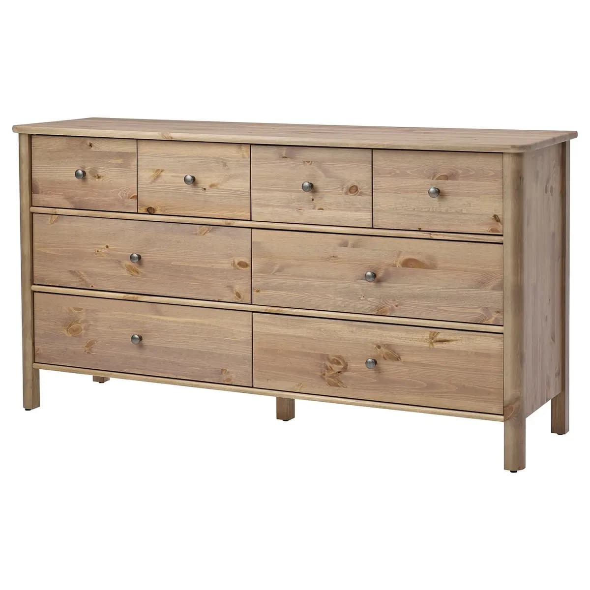 IKEA STOREMOLLA 8-drawer dresser, gray-brown stained 67 3/8x19 5/8x35 7/8 " [Depth 19 5/8 ", Drawer depth (inside) 15 3/4 ", Height under furniture 5 1/8 "]