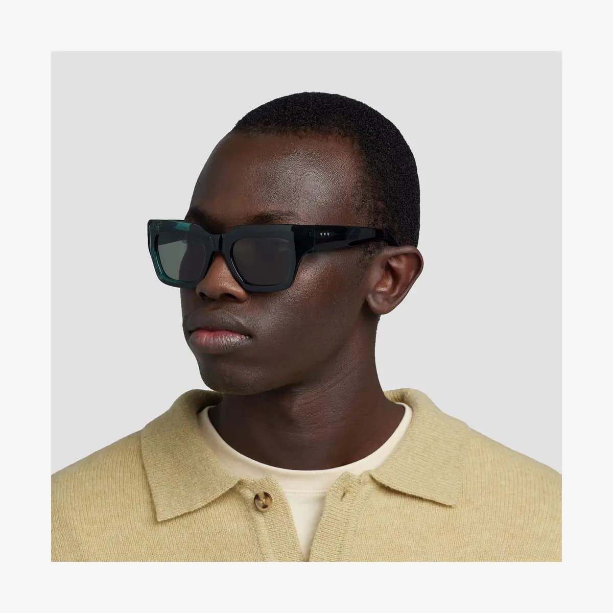 Monos Intrados Sunglasses Crystal Emerald / Grey Green Lens [Premium Mazzucchelli cellulose acetate frames, Large, Lens colour]