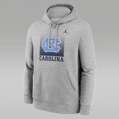 North Carolina Primetime Men's Nike College Pullover Hoodie Grey Heather [Grey Heather, Hood with drawstring, Front pocket]