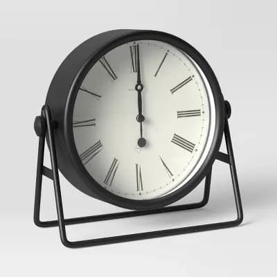 Threshold 5" Swivel Mantle Clock Black - Thresholdâ„¢: Traditional Style, Glass & Metal [Off-White, .57 Pounds, Analog]