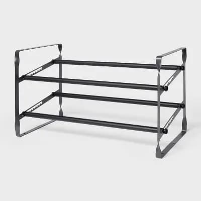 2 Tier Expandable Shoe Rack Black - Brightroom™ [4.15 Pounds, Steel (Frame), Ground Freestanding]