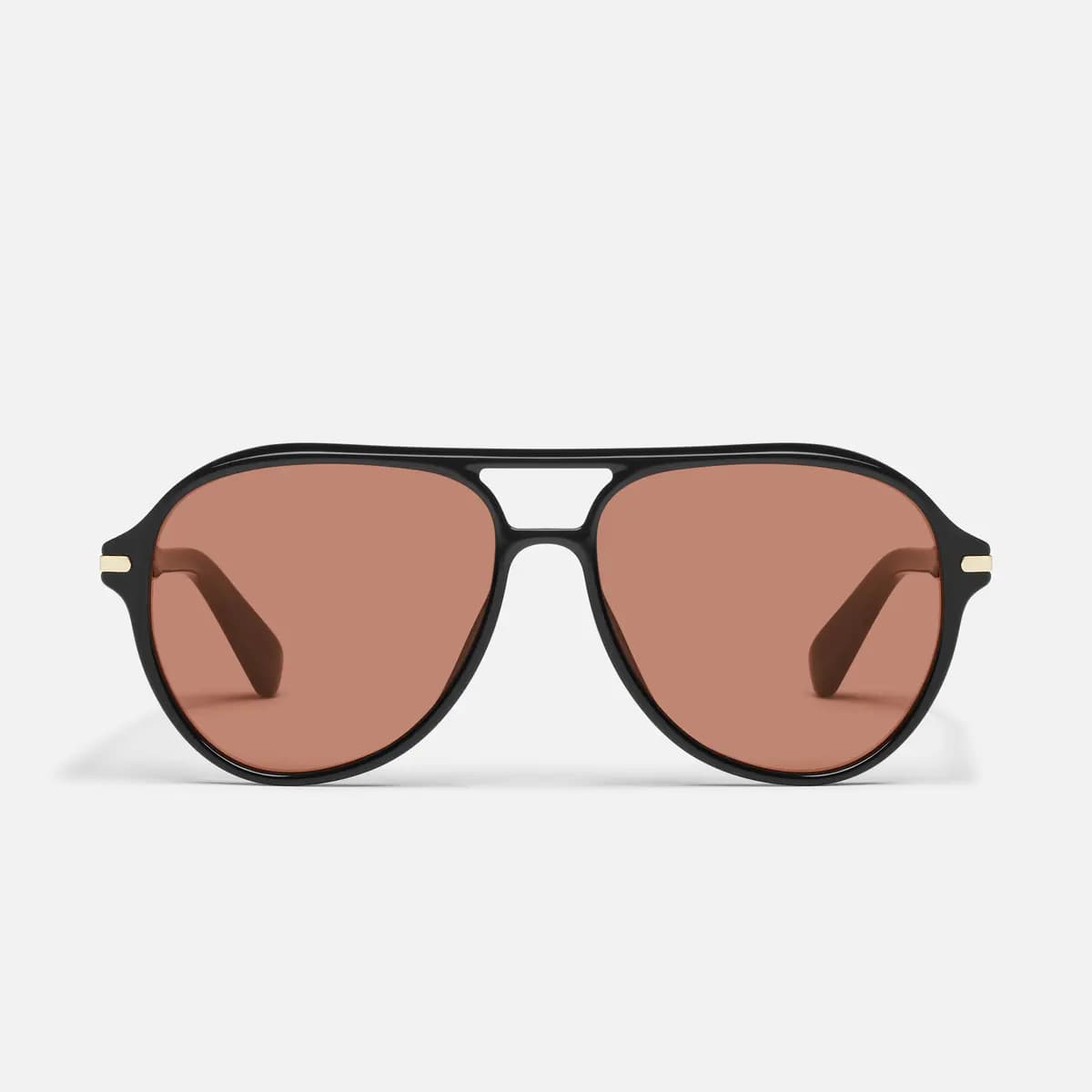 Quay DAY ONE BLACK/DARK APRICOT [Light weight all day comfort, Oversized ‘00s rounded aviator, Signature long metal plaque]