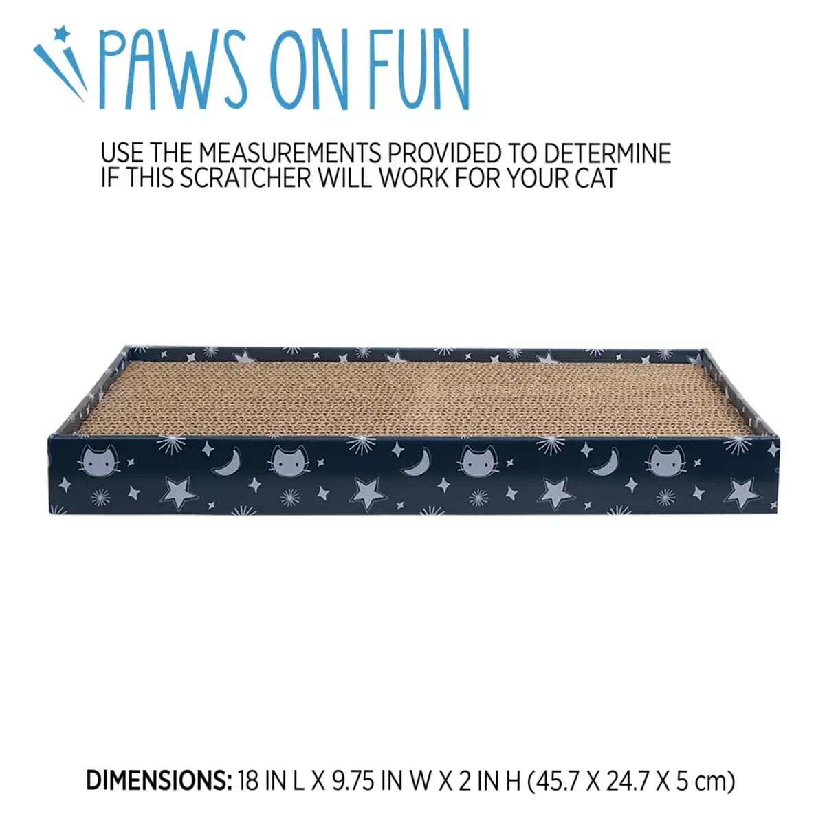 Whisker City® Celestial Double Wide Corrugate Cat Scratcher 18x9.75x2in [Item Number 5368523, Brand Whisker City®, Includes 1 Scratcher, Intended Pet(s) Cats]