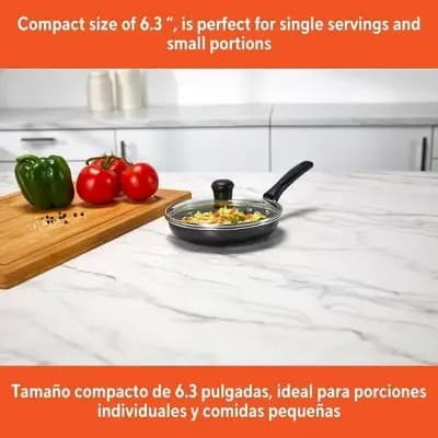 IMUSA Ceramic Mini Egg Pan with Handle Black: Small Nonstick Frying Pan, Aluminum, Hand Wash, Electric & Gas Compatible [Aluminum, Glass, 6.3 Inches]