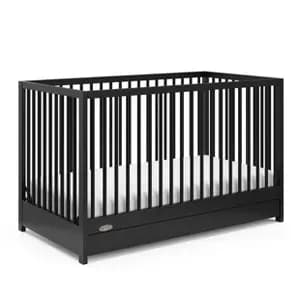 Graco Teddi 5-in-1 Convertible Crib with Drawer Black [Dimensions (Overall) 33.46 inches (H) x 53.66 inches (W) x 29, Weight 48.5 pounds, Holds up to 50 pounds, Material Wood (Fram