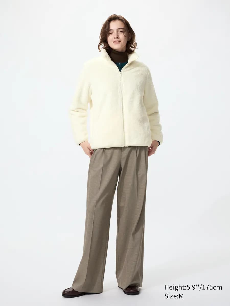 Uniqlo Fluffy Yarn Fleece Full-Zip Jacket Pink [Imported, Machine washable for easy care., PINK]