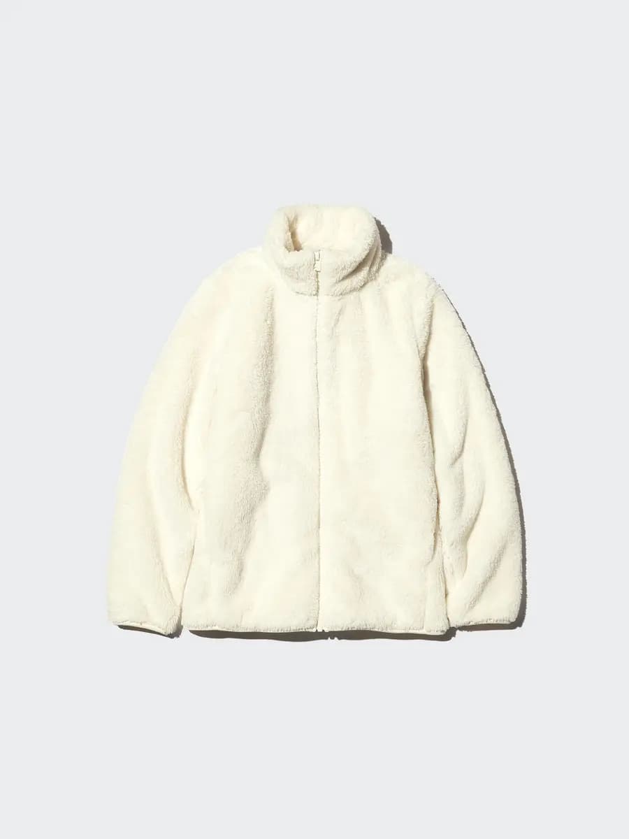 Uniqlo Fluffy Yarn Fleece Full-Zip Jacket Pink [Imported, Machine washable for easy care., PINK]