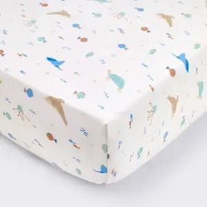 Cotton Fitted Crib Sheet - Sea Life - Cloud Island™ [Dimensions (Overall) 52 Inches (L), 28 Inches (W), Fabric Name Plain Weave, Textile Material 100% Cotton, Package Quantity 1]