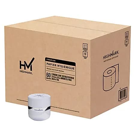 Highmark® Premium 2-Ply Toilet Paper, 500 Sheets Per Roll, Pack Of 60 Rolls [color White, size class Standard, number of sheets per roll 500, Number Of Rolls Per Unit 60]