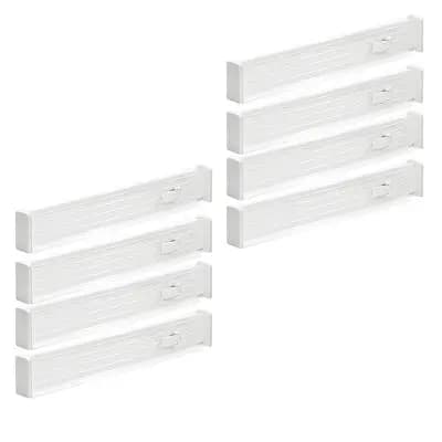 mDesign Expandable Adjustable Kitchen Drawer Divider, Foam Ends, 8 Pack - White [.45 pounds, PET (Polyethylene Terephthalate), No Assembly Required]