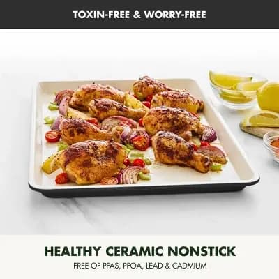 GreenPan 18"x13" Nonstick Ceramic Cookie Sheet Black: Carbon Steel, Dishwasher-Safe, PFOA-Free, Baking Pan [2.77 Pounds, Carbon Steel, Dishwasher-Safe]
