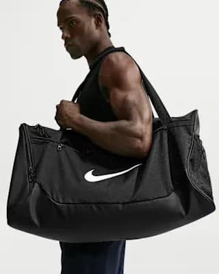 Nike Brasilia Training Duffel Bag (Large, 95L) Black/Black/White [100% polyester, Spot clean, ONE SIZE]