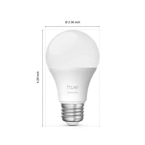 Philips Hue Essential starter kit: 4 E26 smart bulbs (800 lm) [046677608989, 60 x 109, White]
