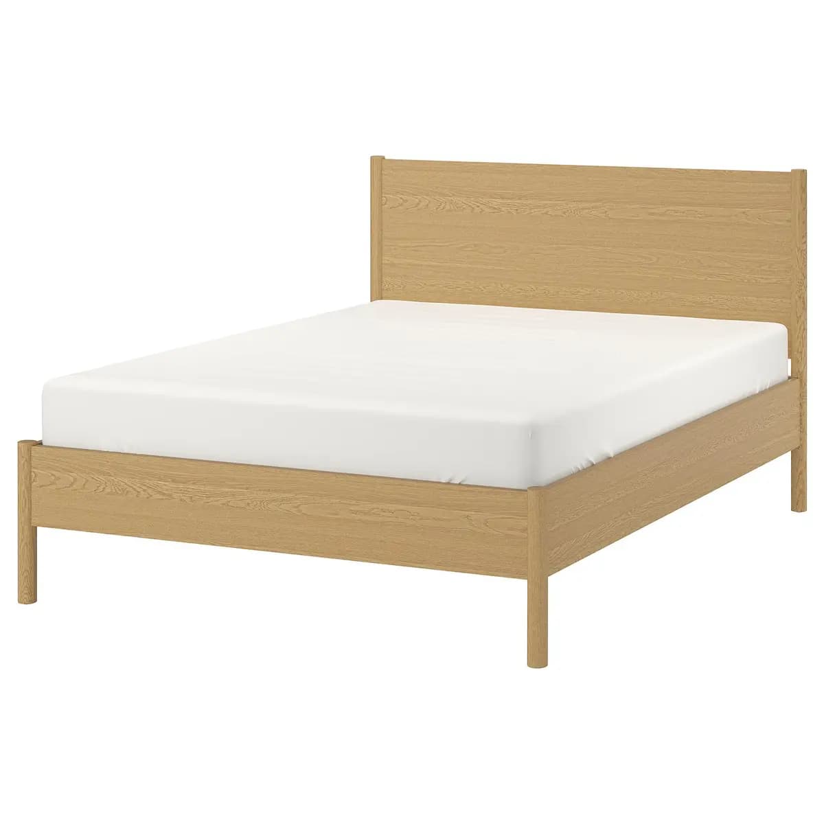 IKEA TONSTAD Bed frame, oak veneer Queen [Footboard height 18 1/2 ", Height under furniture 9 ", Height 45 5/8 "]