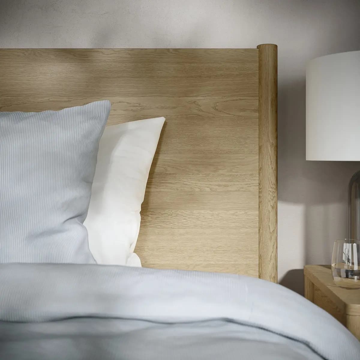 IKEA TONSTAD Bed frame, oak veneer Queen [Footboard height 18 1/2 ", Height under furniture 9 ", Height 45 5/8 "]
