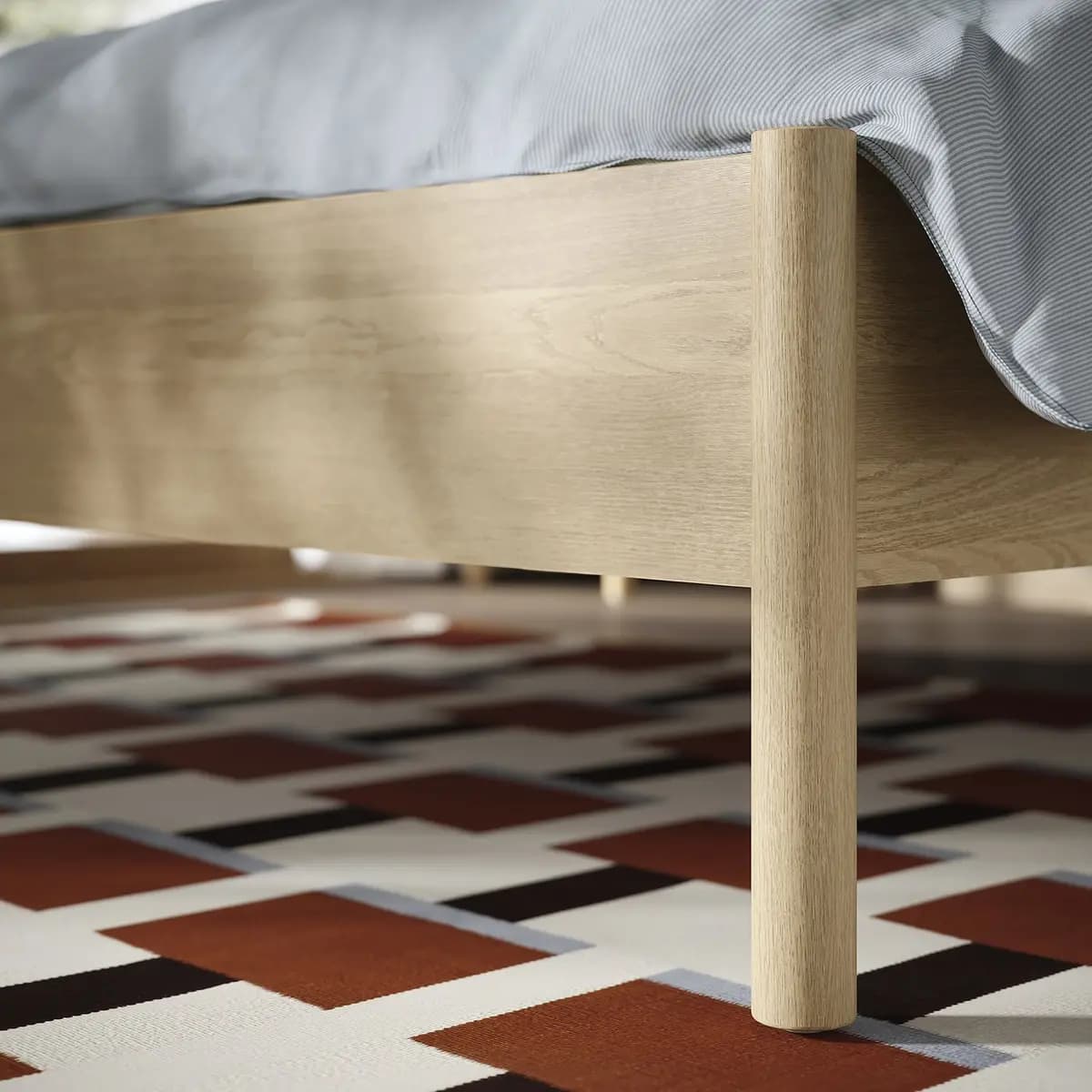 IKEA TONSTAD Bed frame, oak veneer Queen [Footboard height 18 1/2 ", Height under furniture 9 ", Height 45 5/8 "]