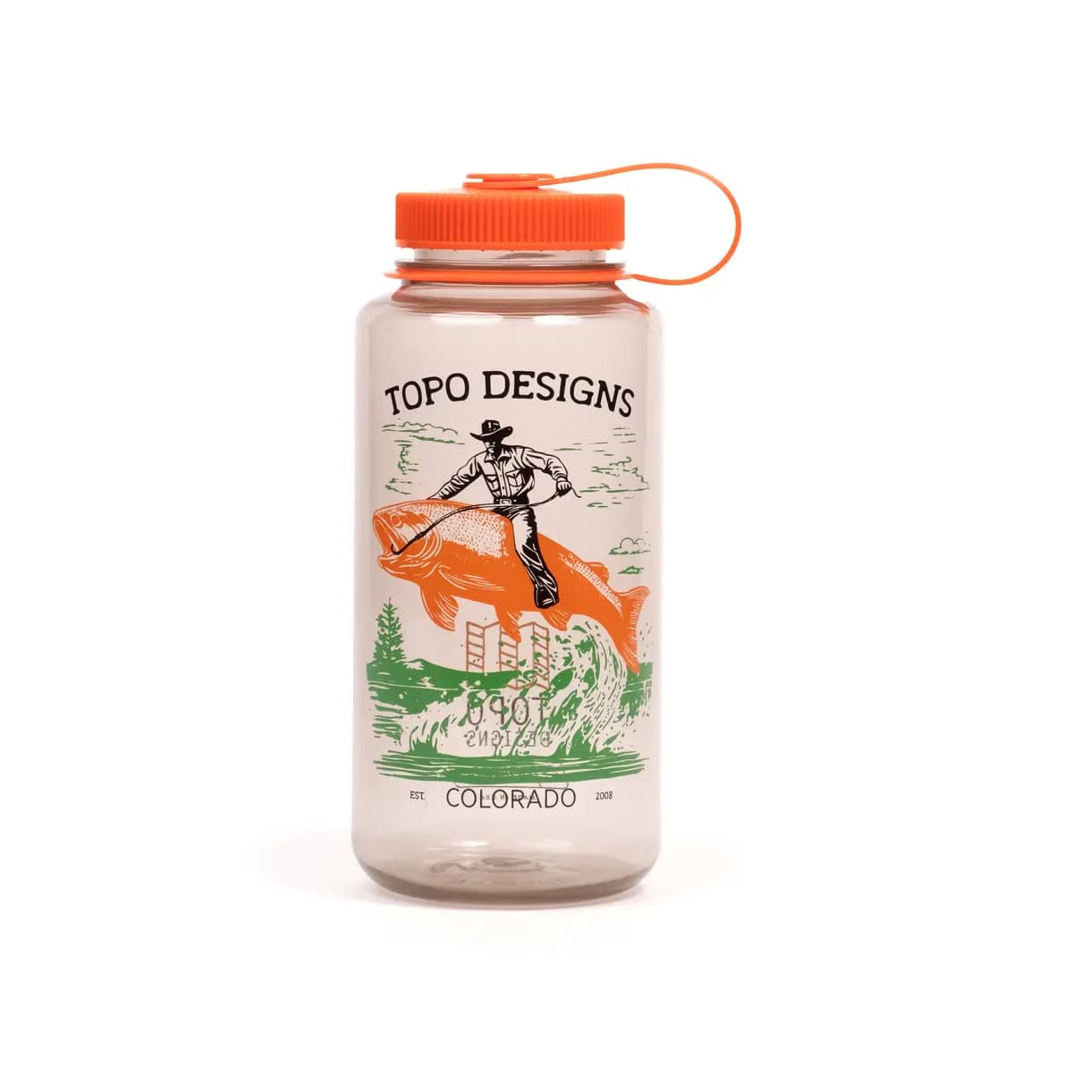 Topo Designs Topo Designs Nalgene Water Bottle - 32 oz Retro Logo [BPA-free, Dishwasher safe, Large lid and opening]