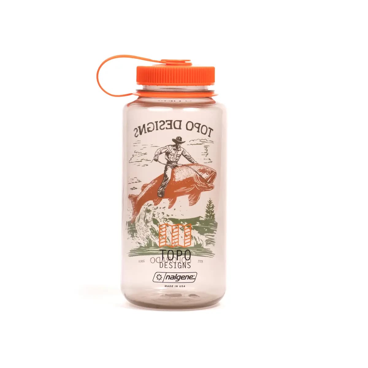 Topo Designs Topo Designs Nalgene Water Bottle - 32 oz Retro Logo [BPA-free, Dishwasher safe, Large lid and opening]
