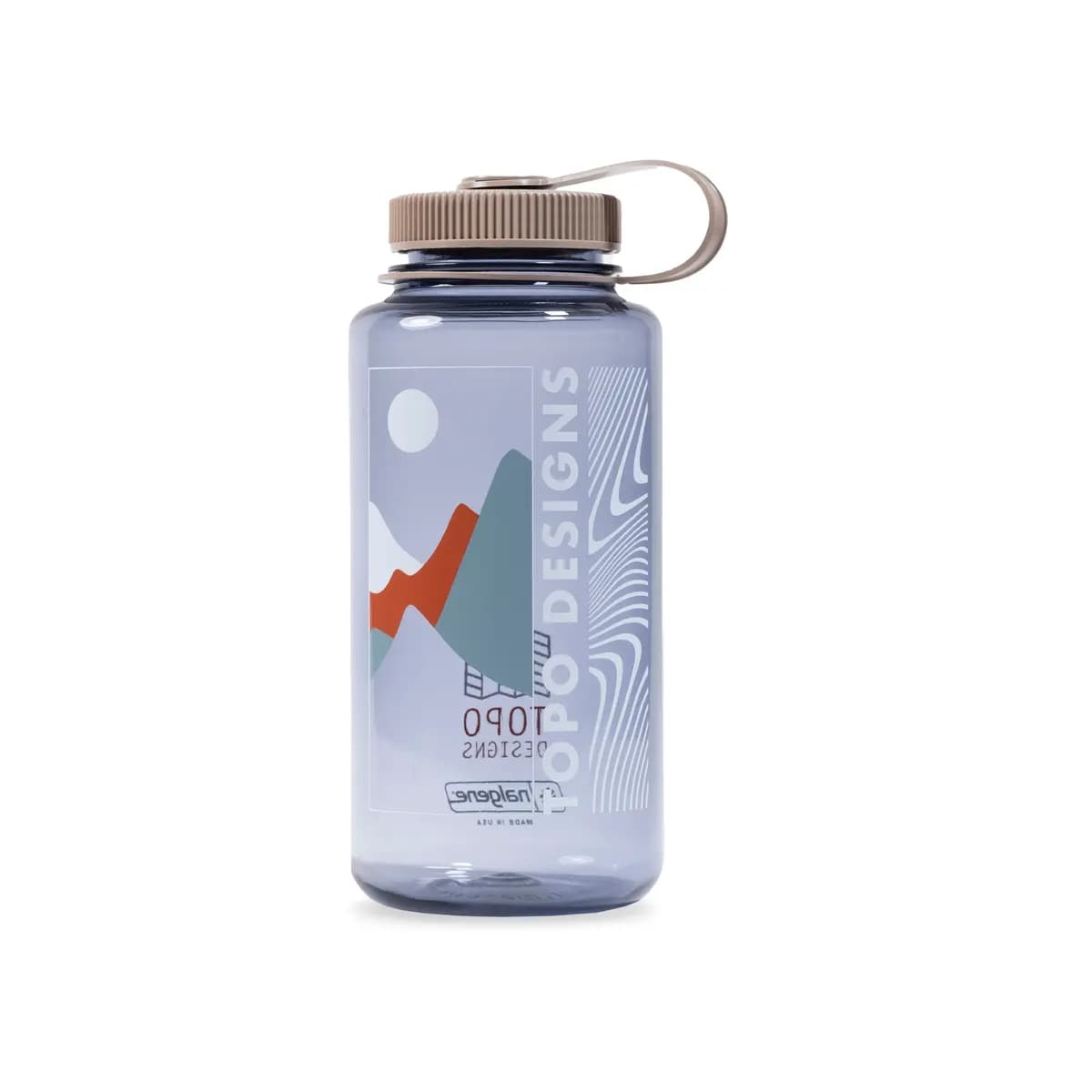 Topo Designs Topo Designs Nalgene Water Bottle - 32 oz Retro Logo [BPA-free, Dishwasher safe, Large lid and opening]