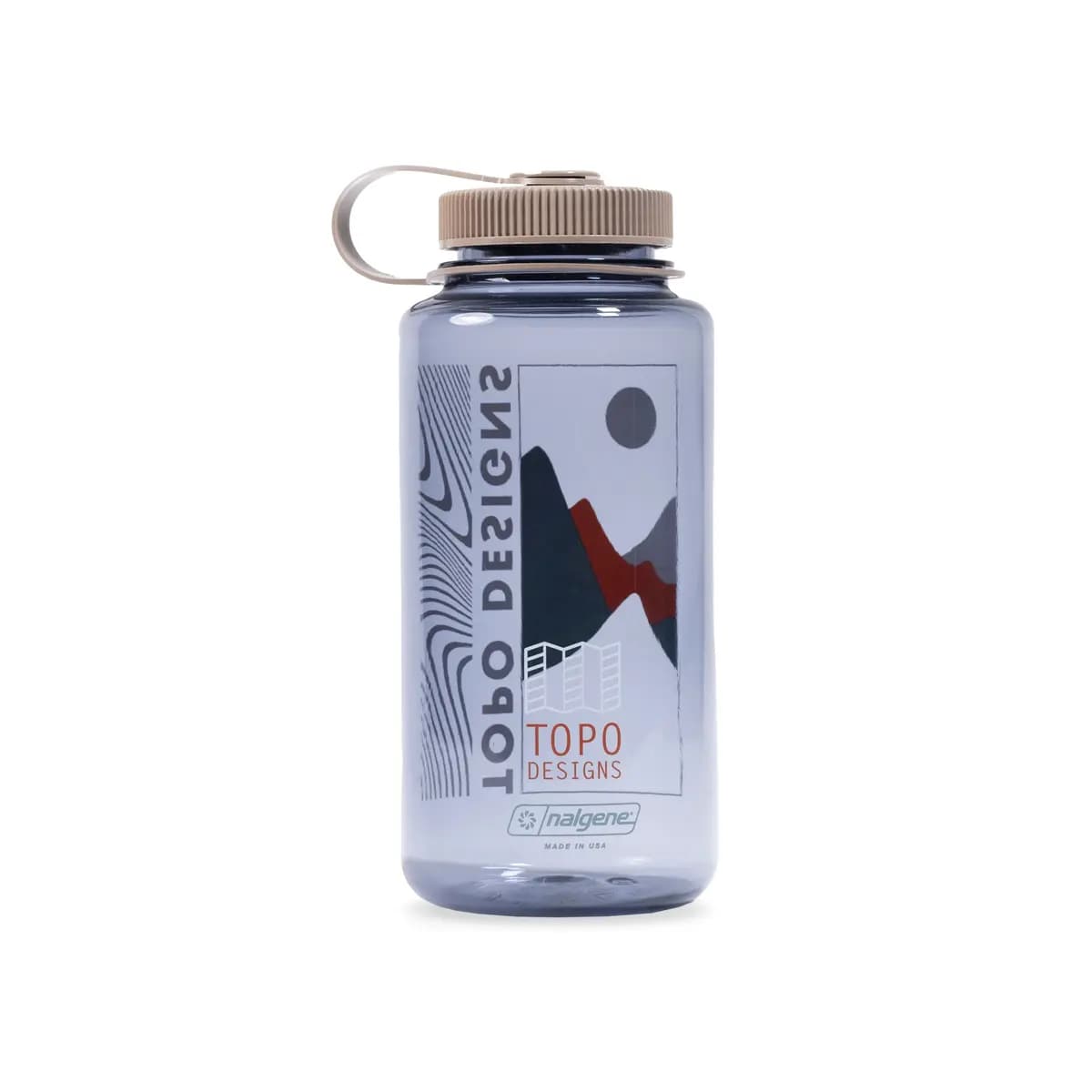 Topo Designs Topo Designs Nalgene Water Bottle - 32 oz Retro Logo [BPA-free, Dishwasher safe, Large lid and opening]