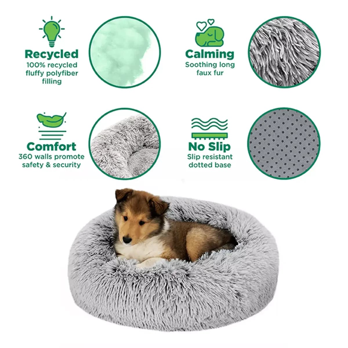 FurHaven Calming Cuddler Donut Large Pet Bed - Mist Gray 36Lx36W [Description and Overview FurHaven Calming Cuddler Donut Pet Beds, Product Brand & Name FurHaven Calming Cuddler Do