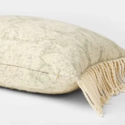 Threshold designed w/Studio McGee Jacquard Botanical Throw Pillow Green - Thresholdâ„¢ designed with Studio McGee [24 Inches (L) x 14 Inches (W), 100% Recycled Polyester, Rectangle