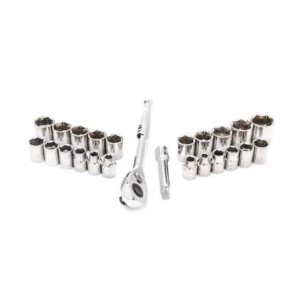 Husky 24-Piece SAE/Metric 3/8 in. Drive Ratchet and Socket Set with Case, H3D24PCSWS [Carrier Type: Hard Shell Carrier, Features: No Additional Features, Hand Tool Type: Ratchet & 