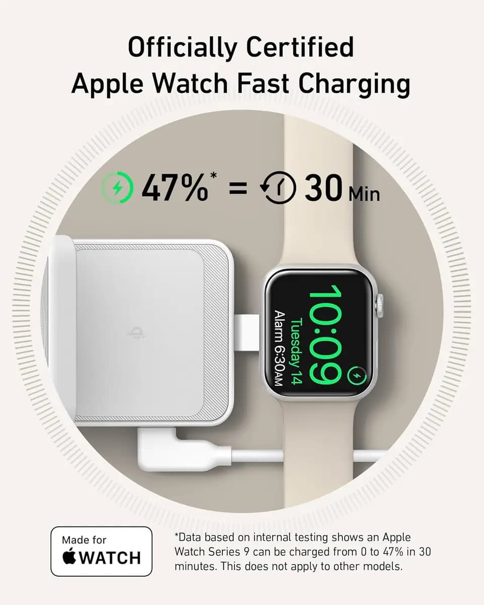 Anker MagGo Wireless Charging Station (Foldable 3-in-1) [25W, 12V⎓3A / 15V⎓2.66A, - Phone: 15W Max]