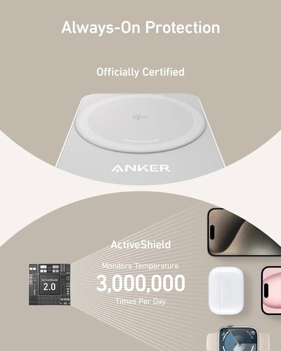 Anker MagGo Wireless Charging Station (Foldable 3-in-1) [25W, 12V⎓3A / 15V⎓2.66A, - Phone: 15W Max]